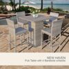 Wicker pub table with four barstools in an outdoor patio setting overlooking the beach, designed by Outadore Space