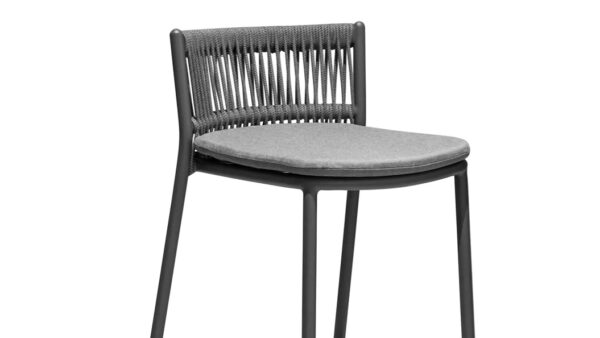 Outdoor rope bar stool with cushioned seat and metal frame, modern high chair design by Outadore Space