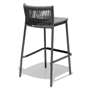 Outdoor rope bar stool with cushioned seat and metal frame, modern high chair design by Outadore Space