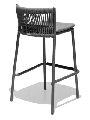 Outdoor rope bar stool with cushioned seat and metal frame, modern high chair design by Outadore Space
