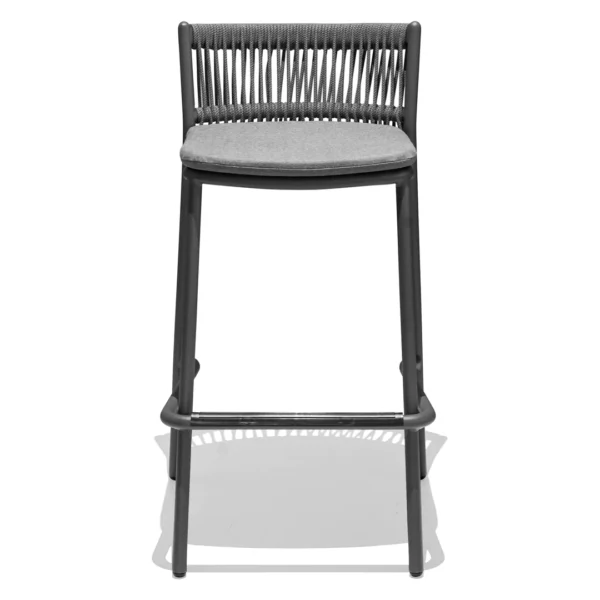 Outdoor rope bar stool with cushioned seat and metal frame, modern high chair design by Outadore Space