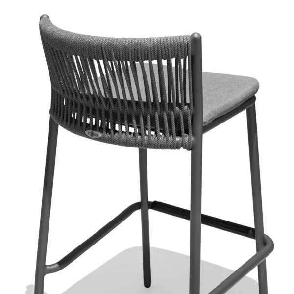 Outdoor rope bar stool with cushioned seat and metal frame, modern high chair design by Outadore Space